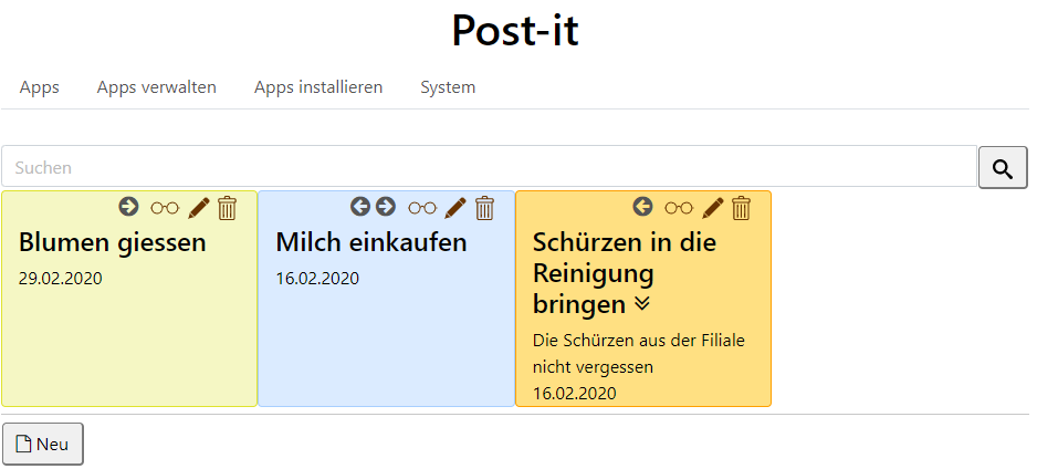 Karten (Post-it) Karten (Post-it)